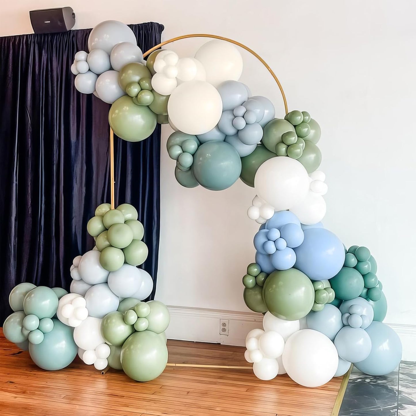 Dusty Blue Green Balloons, 50Pcs 12 Inches Baby Blue Light Green Sand White First Birthday Balloons for Boys First Birthday Decoration Party Baby Shower Graduation Decorations