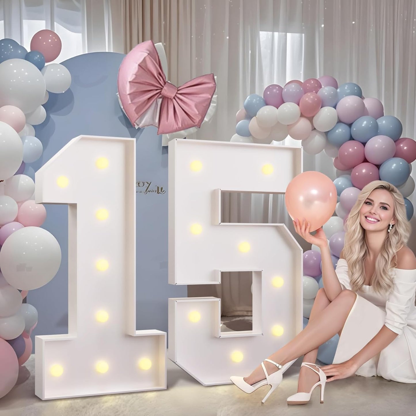 imprsv 3FT Marquee Numbers, Light Up Numbers for 18th 80th Birthday Decorations Anniversary Party Decor, Number 8 Light Up Number, Pre-Cut Foam Board Kit