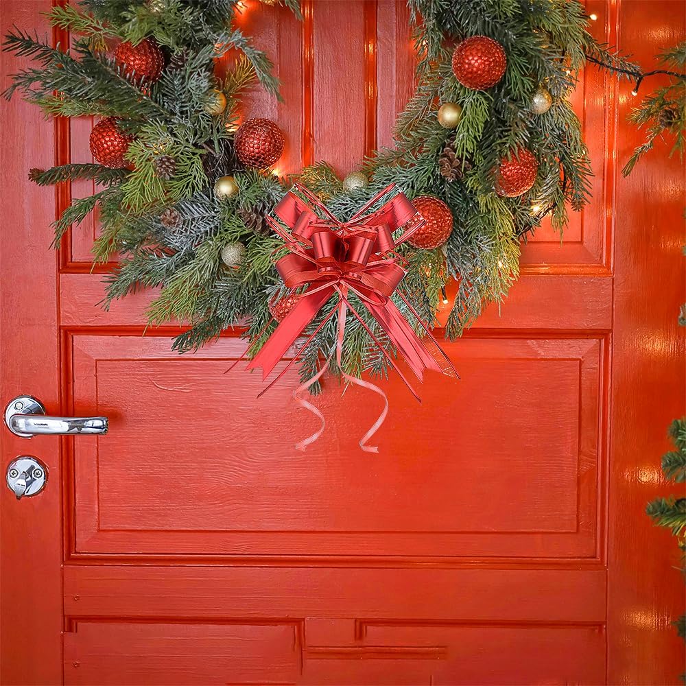 WEWILUCK Gift Bows for Presents, 15PCS Red Bows for Gift Wrapping, 6 Inch Gift Bows with Ribbon for Christmas, Hanukkah, Birthday, Any Occasion