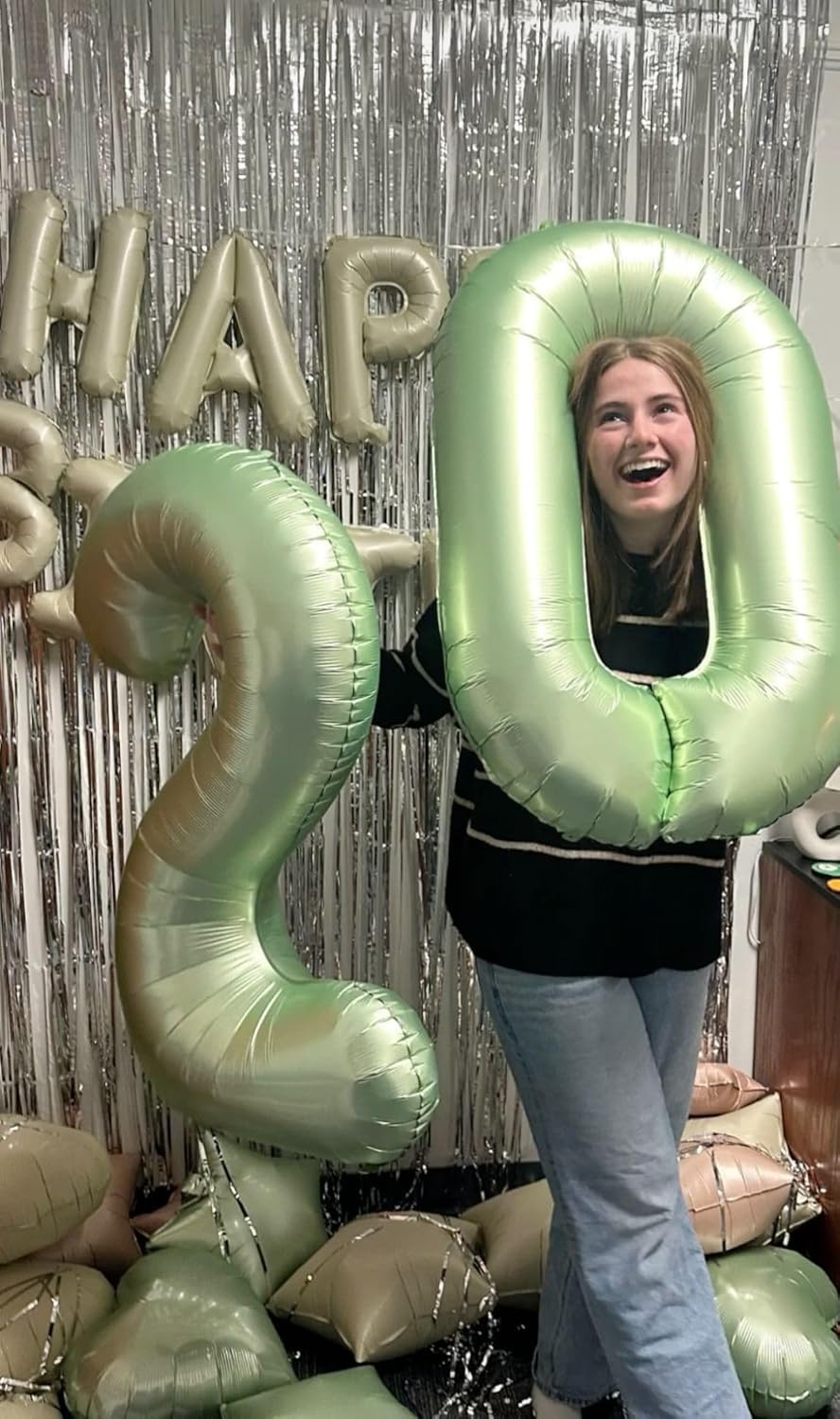 Big 40 Inch Sage Green 2 Number Balloon Birthday Decoration, 2026 Oliver Green Number 2 Helium Balloons 12 20 22 23 24 26 28 32 42 Celebration, Boy Girl Baby Anniversary Party Graduations Supplies