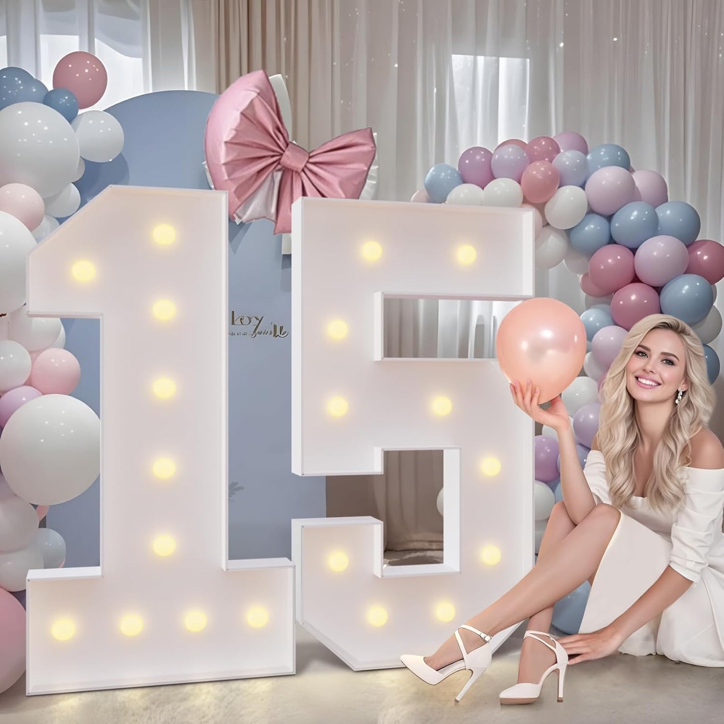 imprsv 4FT Marquee Numbers,DIY Light Up Numbers for 6th 16th Birthday Decorations, Party Party Decorations,Anniversary Party Decor,Mosaic Number for Balloons Number 6,Pre-Cut Foam Board Kit