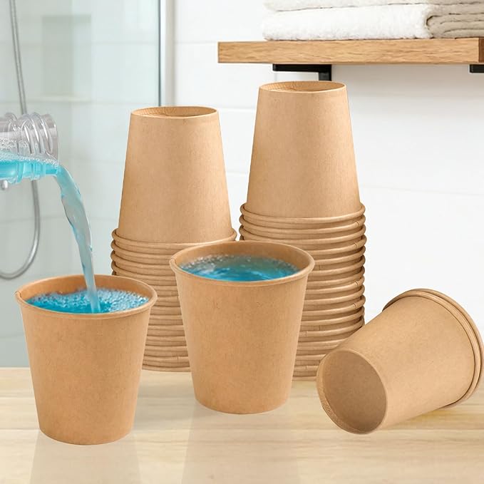 400 Pack 3 oz Kraft Paper Cups, Small Disposable Bathroom Cups, Mini Mouthwash Cups, Hot/Cold Drinking Cups for Bathroom, Parties, Picnics and Travel