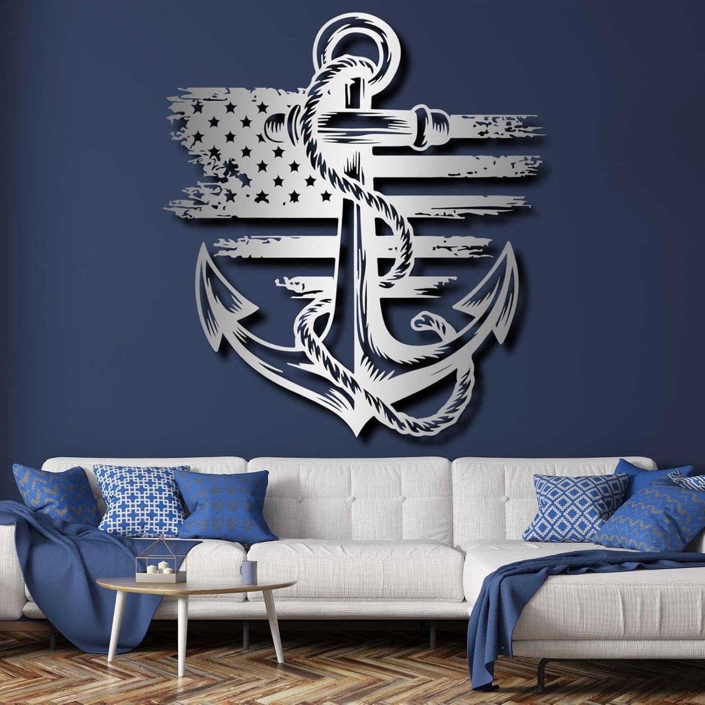 lunwall Metal Anchor Wall Decor, Anchor Metal Sign, Metal Anchor Decor, Anchor Metal Wall Art, Metal Nautical Wall Decor, Metal Wall Decor Coastal, Anchor Wall Decor (black, 24L x 21W / 60 x 54 cm)