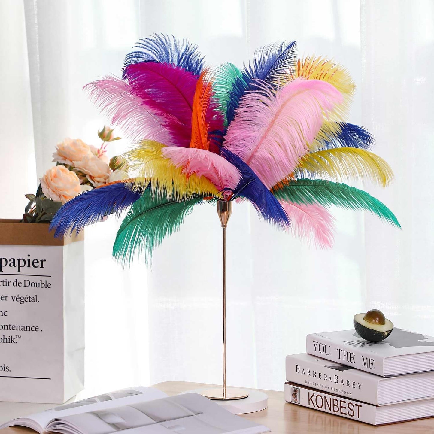 YAKRUNA 30PCS Yellow Ostrich Feathers Bulk 12-14 Inches for Centerpieces for Wedding Birthday Gatsby Party, Decorative Plumes for Vase & Table & Christmas Tree Decor (30-35cm, Yellow)