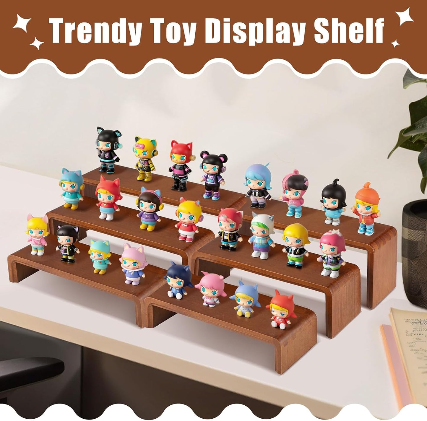 2 Sets, 6 Pieces Total, Wood Risers Display Stand, Cupcake Dessert Cake Stand, Wooden Cologne Perfume Stands, Wood Riser for Kitchen Counter, Vendor Booth Display Items (Natural Wood)