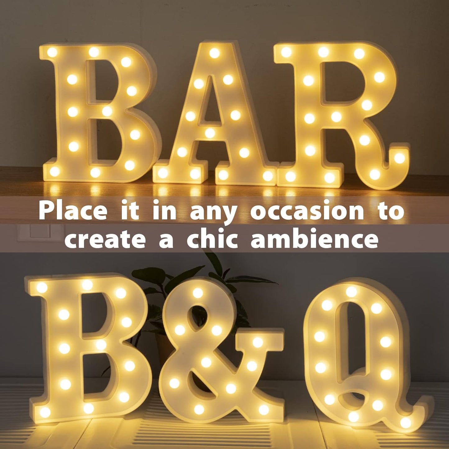 HXWEIYE Light Up Letters LED Marquee Sign 26 Alphabet and 10 Number Big Lights for Party Birthday Bar Battery Powered Christmas Decor (Warm White)