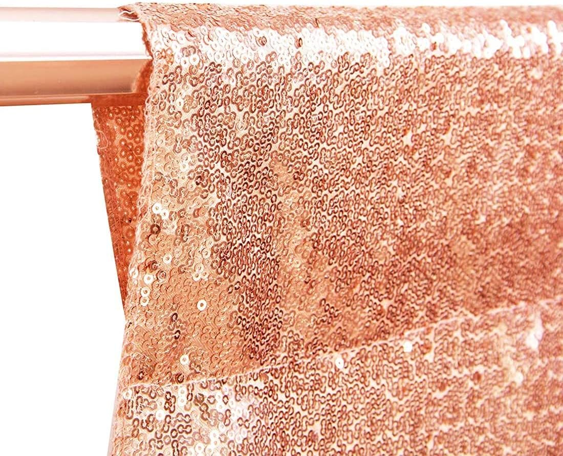 Poise3EHome 8Ft x 10Ft Rose Gold Sequin Backdrop, Glitter Thick Satin Sequin Background Drapes,Sequence Xmas Thanksgiving Backdrop for Wedding Party Holiday Festival Decor