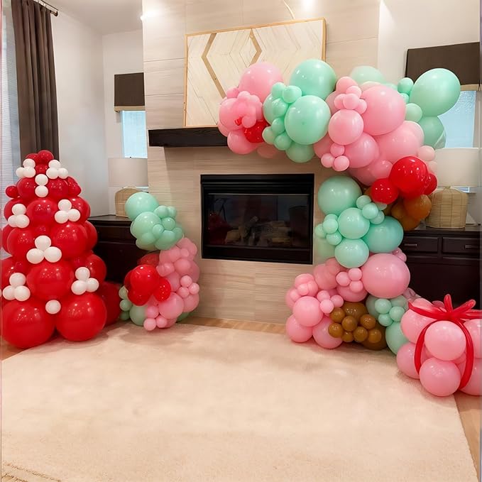 Pink and Green Balloons Pastel Pink Green Gold Latex Balloons Clear Snowflake Balloon for Pink Candyland Christmas Decor Nutcracker Xmas Baby in Bloom Fairy Floral Baby Shower Birthday Party
