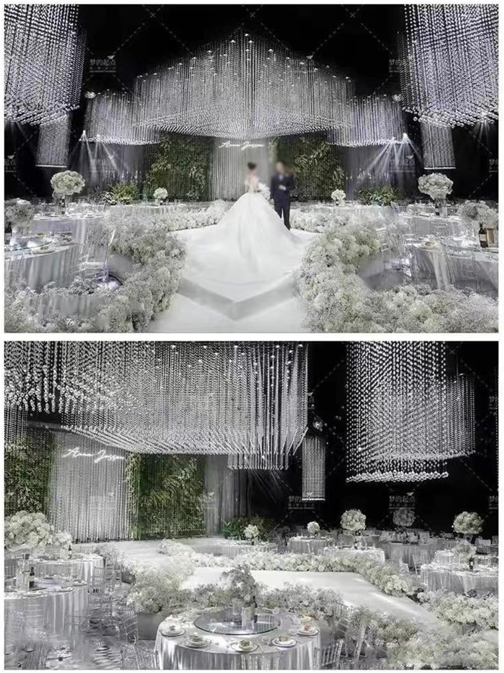 WAZHRMGHG 198 FT Acrylic Crystal Garland Strands Hanging Ornaments Chandelier Gem Bead Chain Octagon String for Christmas Tree Manzanita Wedding Centerpiece Party (198FT(60M))