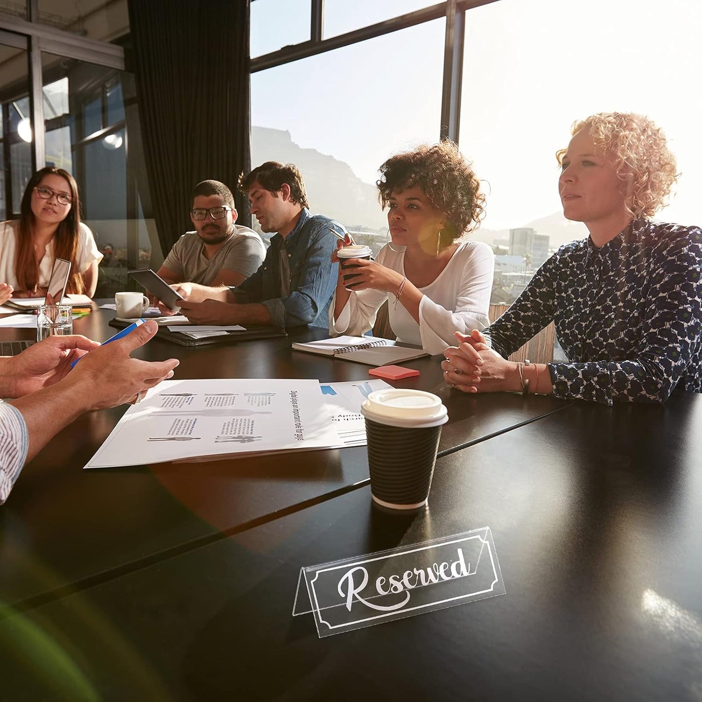 16 Pieces Reserved Sign Acrylic Clear Reserved Table Tent Signs Table Number Holders for Wedding Printed Seating Reservation Restaurant Business Office Meeting Party (White)