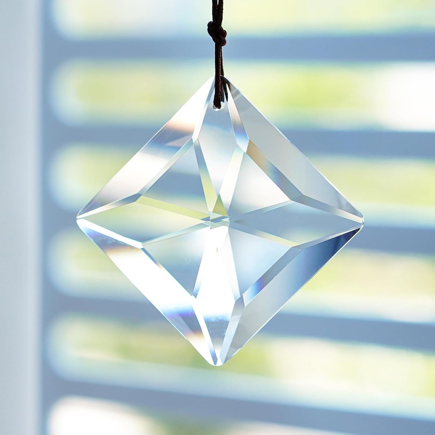 HDCRYSTALGIFTS 2PCS 50mm Clear Crystal Sun Catcher Prisms, Hanging Suncatchers with Glass Prism, Rainbow Maker for Windows, Balcony, Kitchen, Garden Decoration