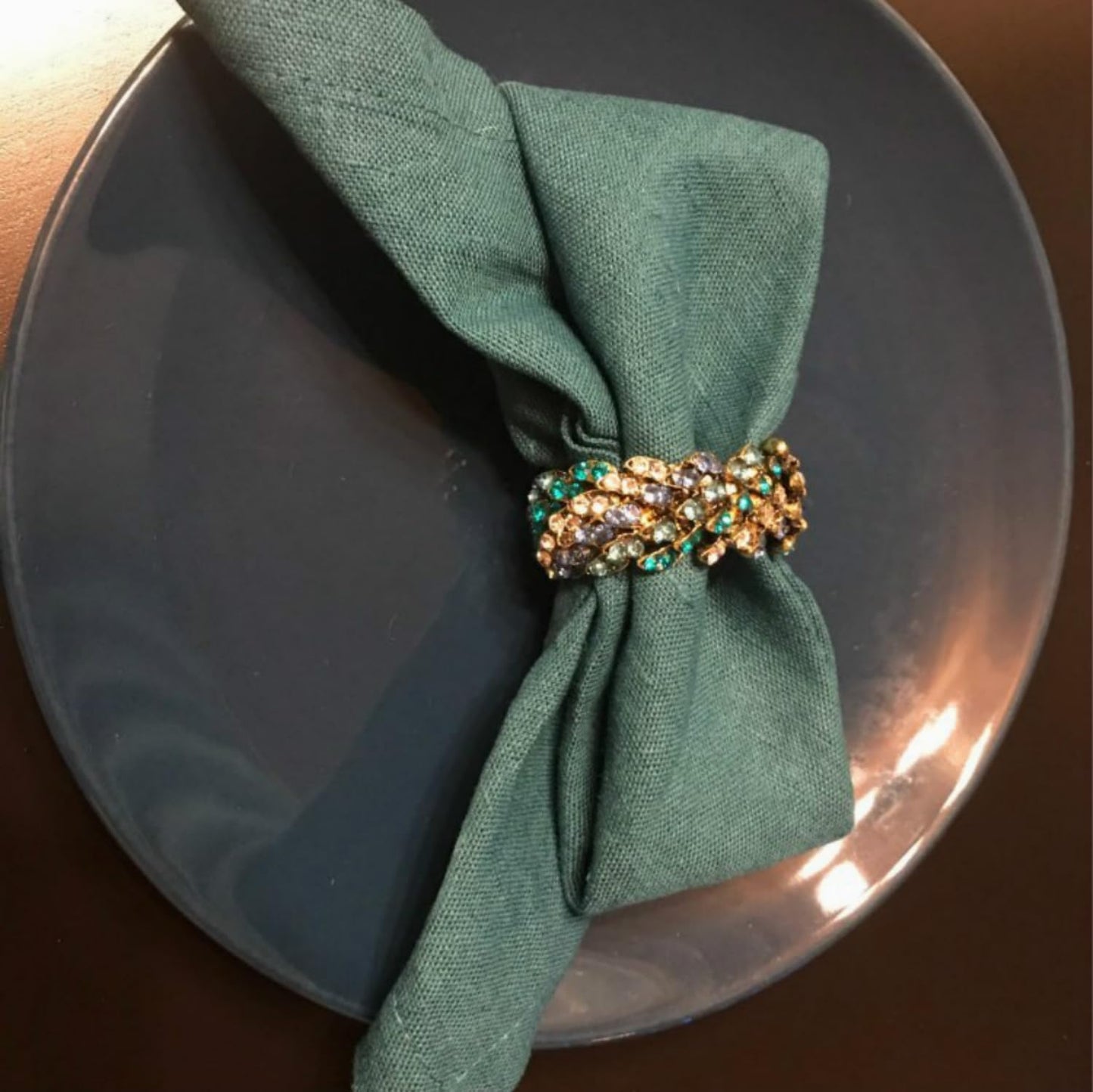 Jeweled Napkin Rings Set of 12 - Vintage Metal Crystal Rustic Peacock Napkin Ring Holders for Wedding Party Holiday, a Beautiful Dinner Table Décor (Multicolor) (12)