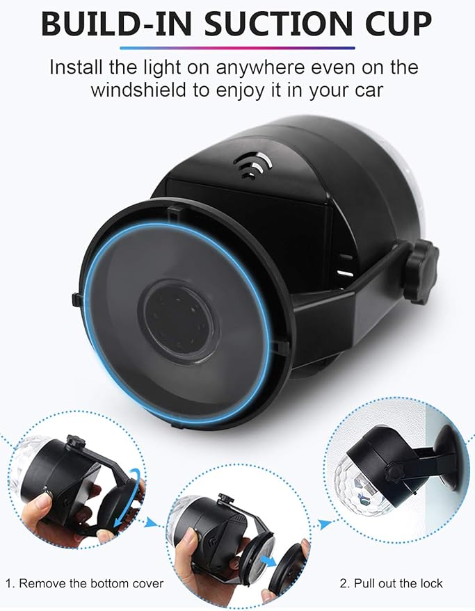 Luditek 2-Pack Portable Sound Activated Party Lights Indoor, Battery Powered/USB Dj Disco Ball Strobe Lights for Car Room, Adults Gifts, New Years Eve Party Supplies 2025 Christmas Decorations