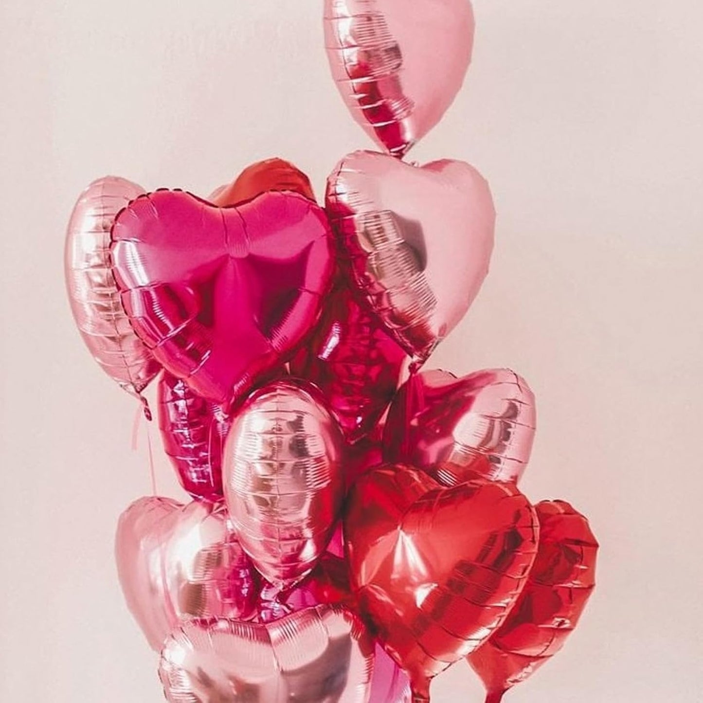 Pink Heart Balloons, 18 Inch Light Pink Heart Shape Balloons, 12PCS Rose Red and Hot Pink Helium Foil Heart Balloon for Girls Birthday Baby Shower Engagement Wedding Valentine Party Decorations