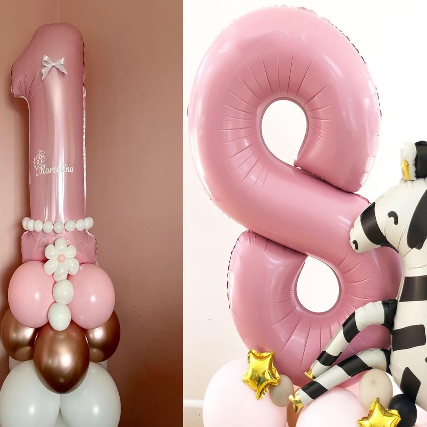 Light Pink Number 8 Balloon 40 Inch Big Self Inflating Foil Number Balloons 0-9, Pastel Pink Digital 8 Helium Balloon for 8th 18th 28th Girls Birthday Graduation Anniversary Princess Party Decoration