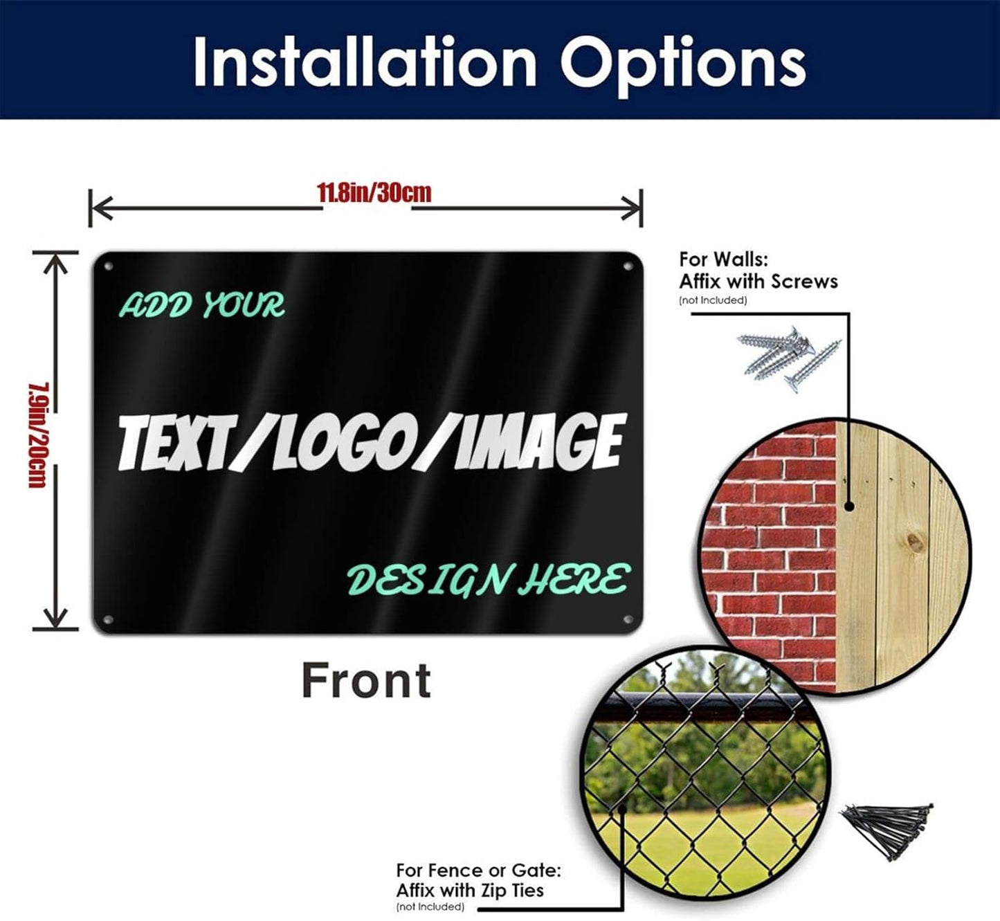 Custom Signs Outdoor Metal Sign - 12 x 8 Customized Personalized Aluminum for Office, Home, Business, Decor, Road Signs, Rust-Proof (No Text Box)