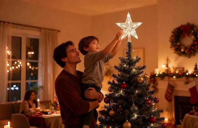 Smart Christmas Star Tree Topper, Color Changing Color, Remote & App Control, Timer, Christmas Decorations for Indoor Outdoor Holiday Xmas Tree Party Decor