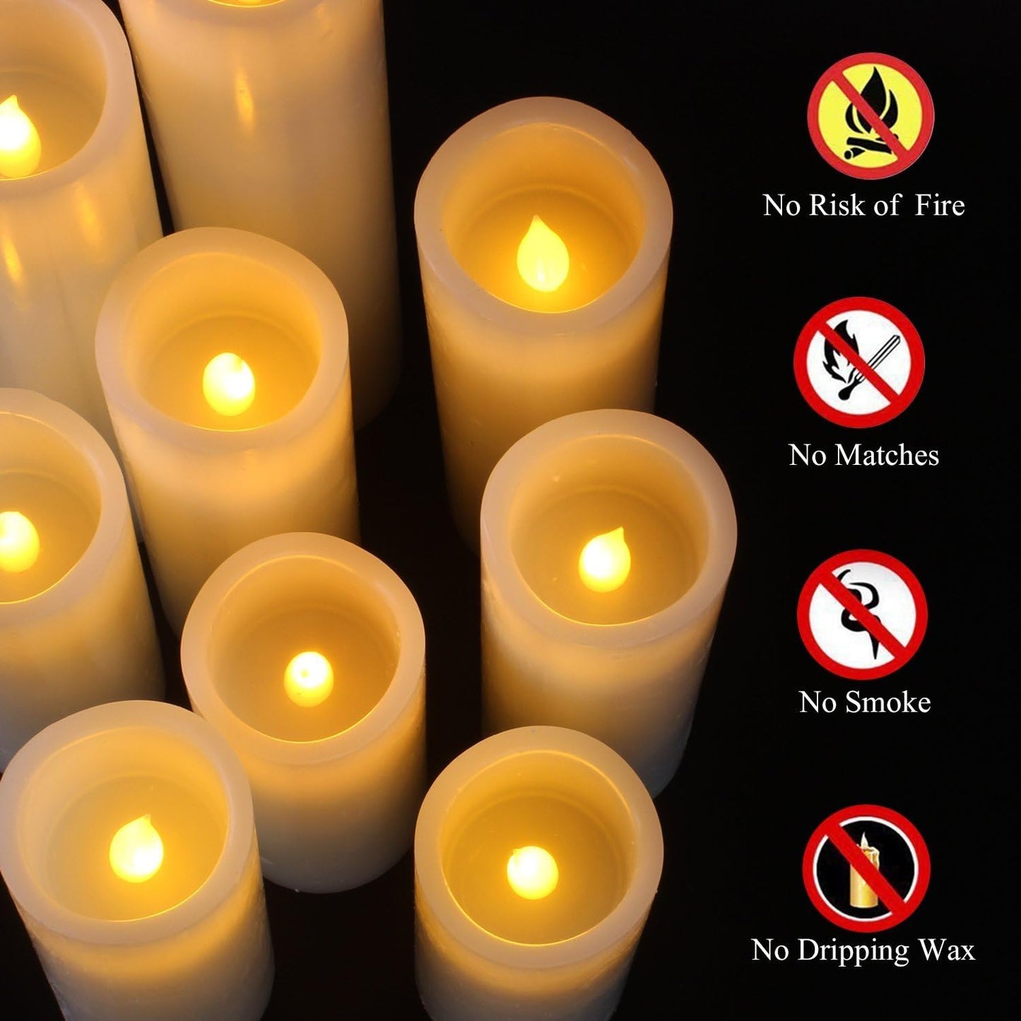 Vinkor Flameless Candles Battery Operated Candles Real Wax Pillar LED Candles with 10-Key Remote and Cycling 24 Hours Timer (Ivory Set of 12 (D2.2 X H 5"))
