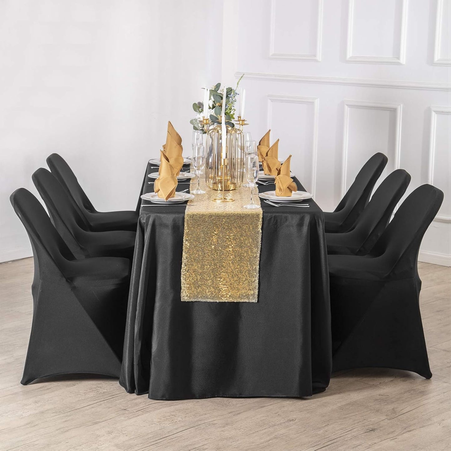 Ascoza 2pack 60x102 Inch Black Rectangular Tablecloth 6 Feet Table Cloth in Polyester Fabric for Wedding/Banquet/Restaurant/Parties