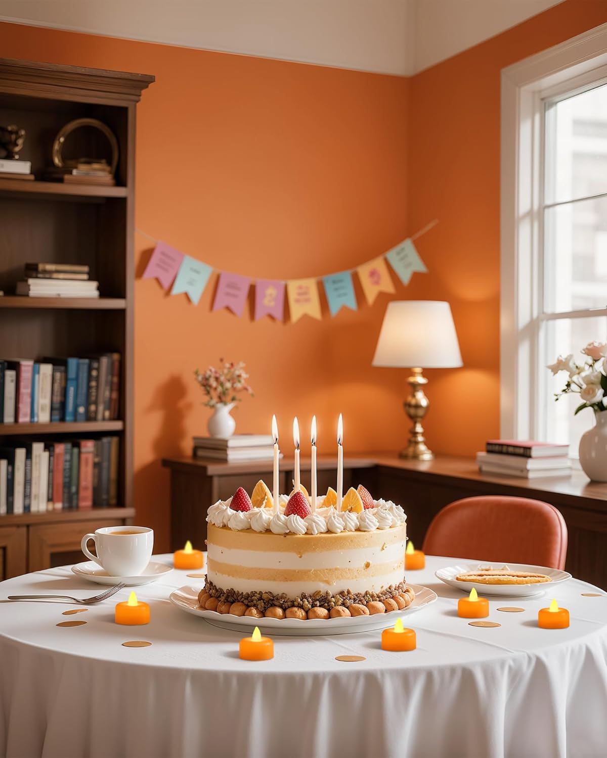 Amagic 24 Pack Halloween Orange Flameless LED Tea Lights Candles Battery Operated, Electric Fake Tealight Candles for Votive, Wedding, Table Centerpiece, Party, Holiday Decor, Christmas