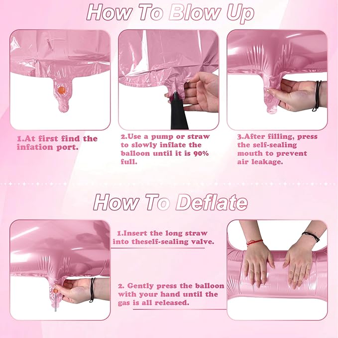 40 Inch Pastel Pink TWO Letter Balloons, Light Pink TWO Balloon Letters with Ribbon, Pearl Pink Alphabet TWO Balloon for Kid Girls 2 Year Old Birthday Second 2nd Anniversary Party Decorations