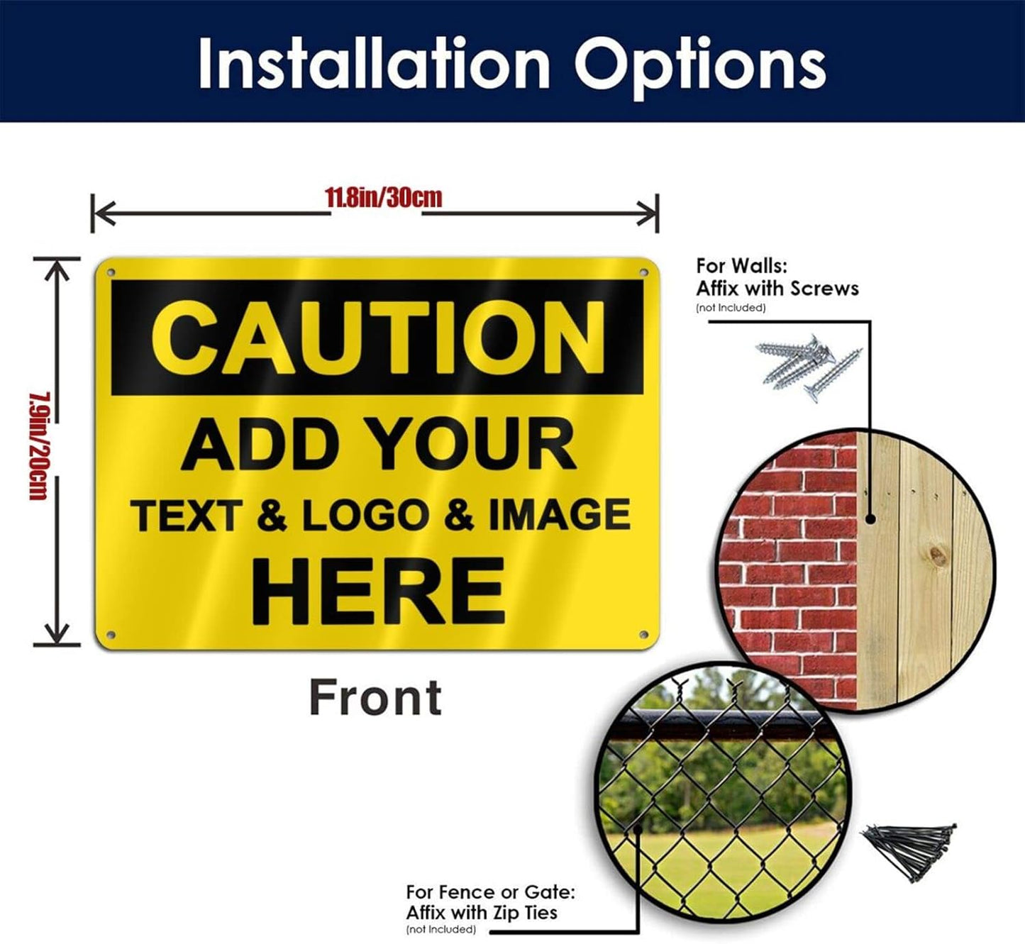 Custom Caution Signs Outdoor Metal - 12 x 8 Personalized Aluminum Warning Signs Rust-Proof Beware of Dog Sign Safety Signs for Home Business