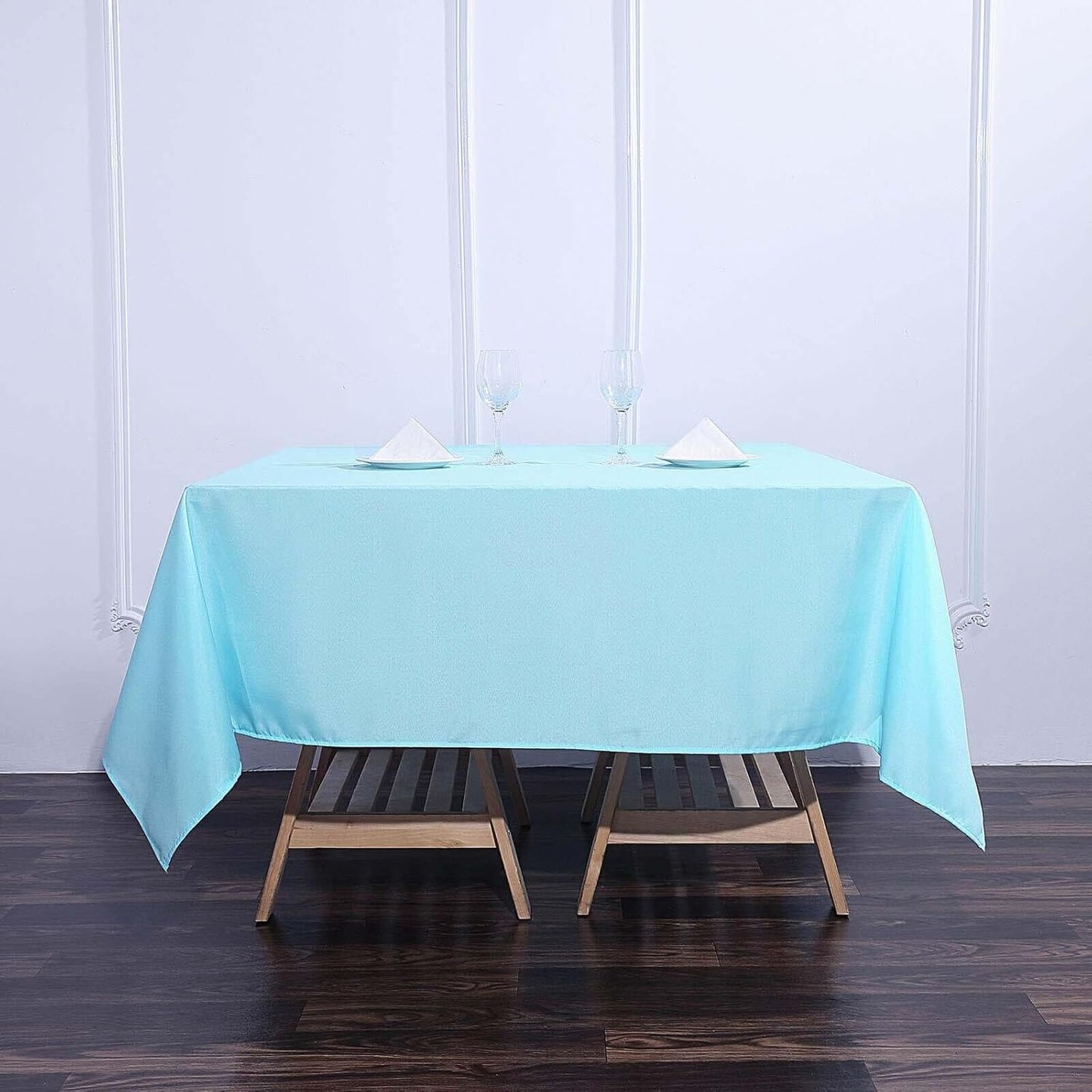 Efavormart 70" Premium Square Polyester Tablecloth for Wedding Kitchen Dining Events - Blue