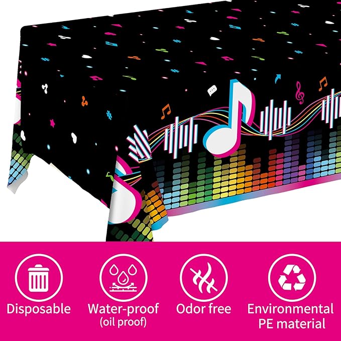 Music Party Supplies Disposable Paper Plates Napkins Cups Tablecloth and Banner for Girls Boys Music Party Birthday Decorations, Serve 25.
