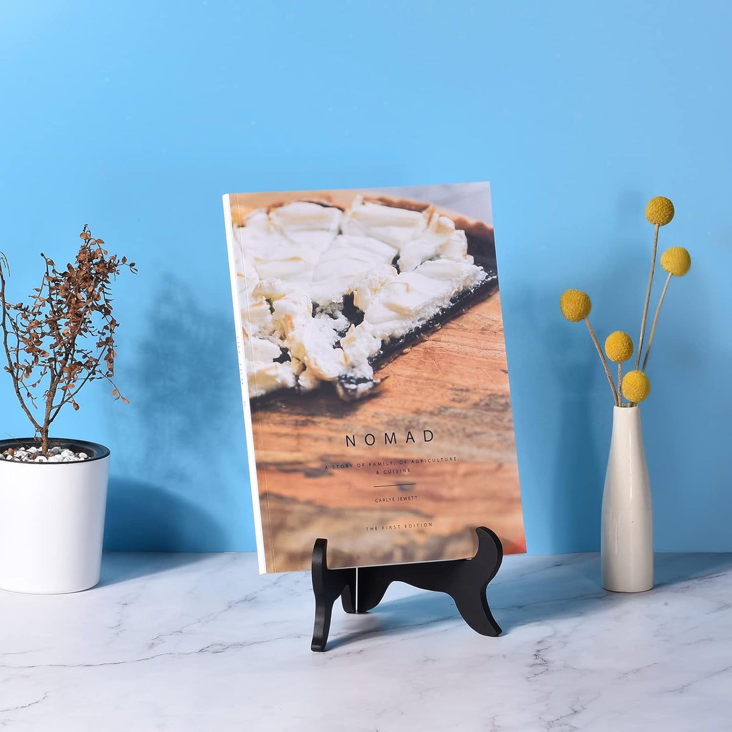 uxcell 6" Easel Plate Holder, Wooden Folding Display Stand Black for Decorative Picture Frame