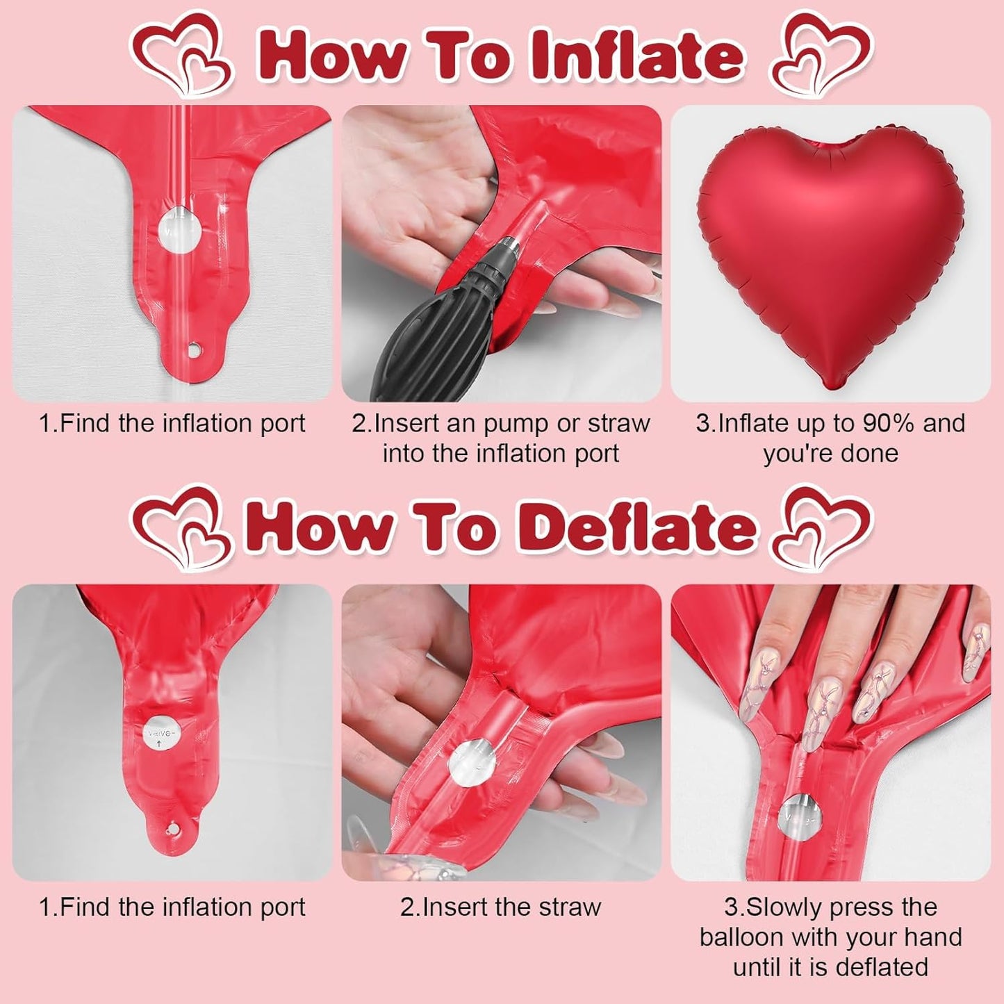 Black Red Heart Balloons,12Pcs 18Inch Black Metallic Red Heart Shaped Foil Helium Polyester Film Balloons for Birthday Anniversary Wedding Engagement Party Decorations