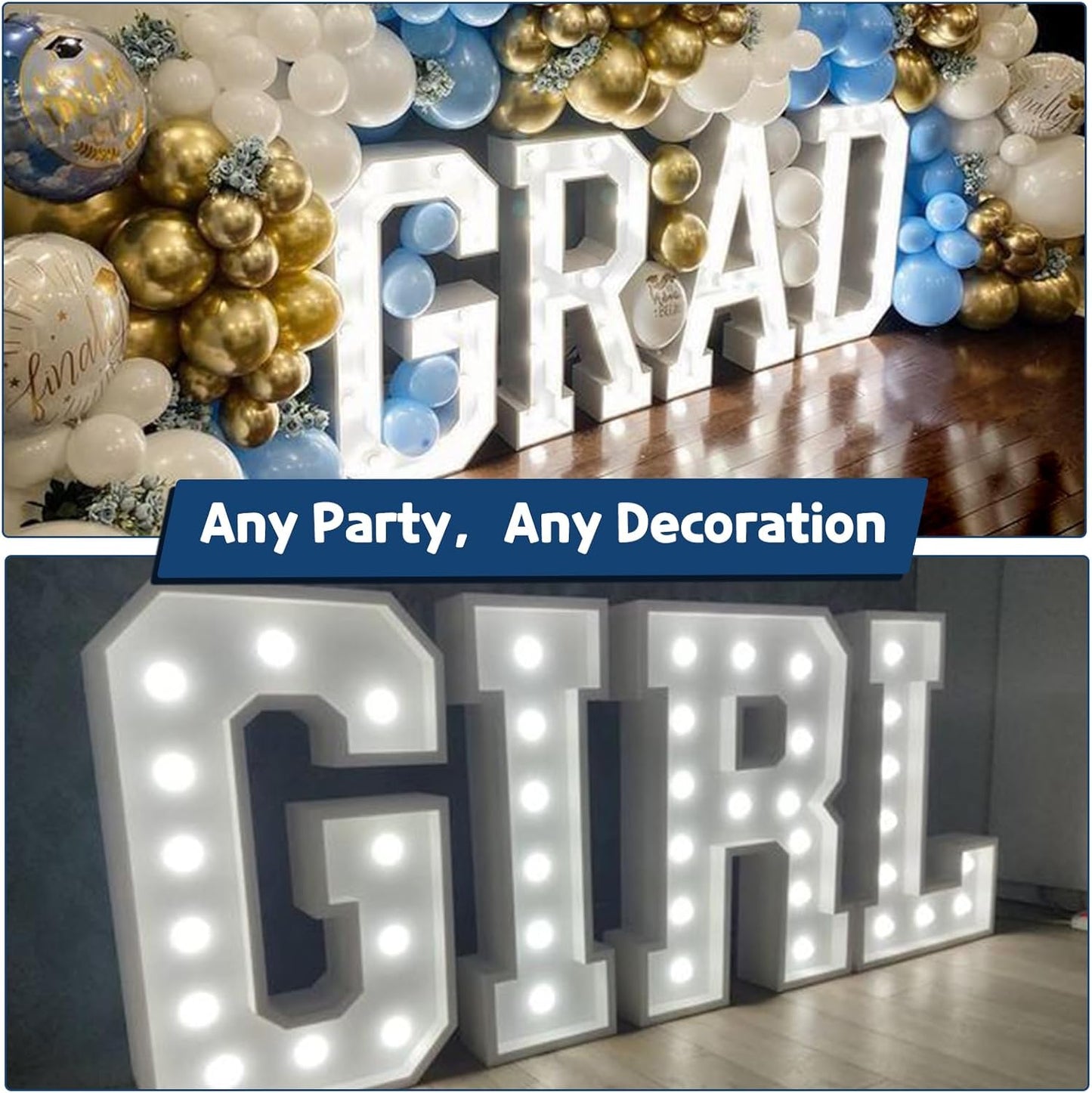 imprsv Marquee Letter N, White Foam Board, 13.37x5.1in, Cool White LED Light, Decorative Signage for Indoor & Outdoor Birthday, Wedding Decorations