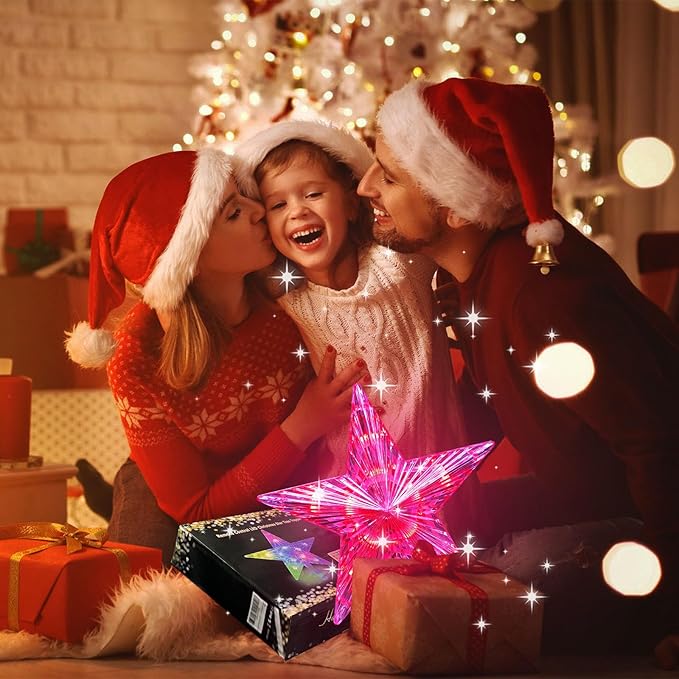 Christmas Tree Topper Star, 9.5 Inches Multi-Color LED Lighted Christmas Treetop Decorations with Remote, USB Powered for Xmas Holiday Party Decor Gift for Indoor/Outdoor