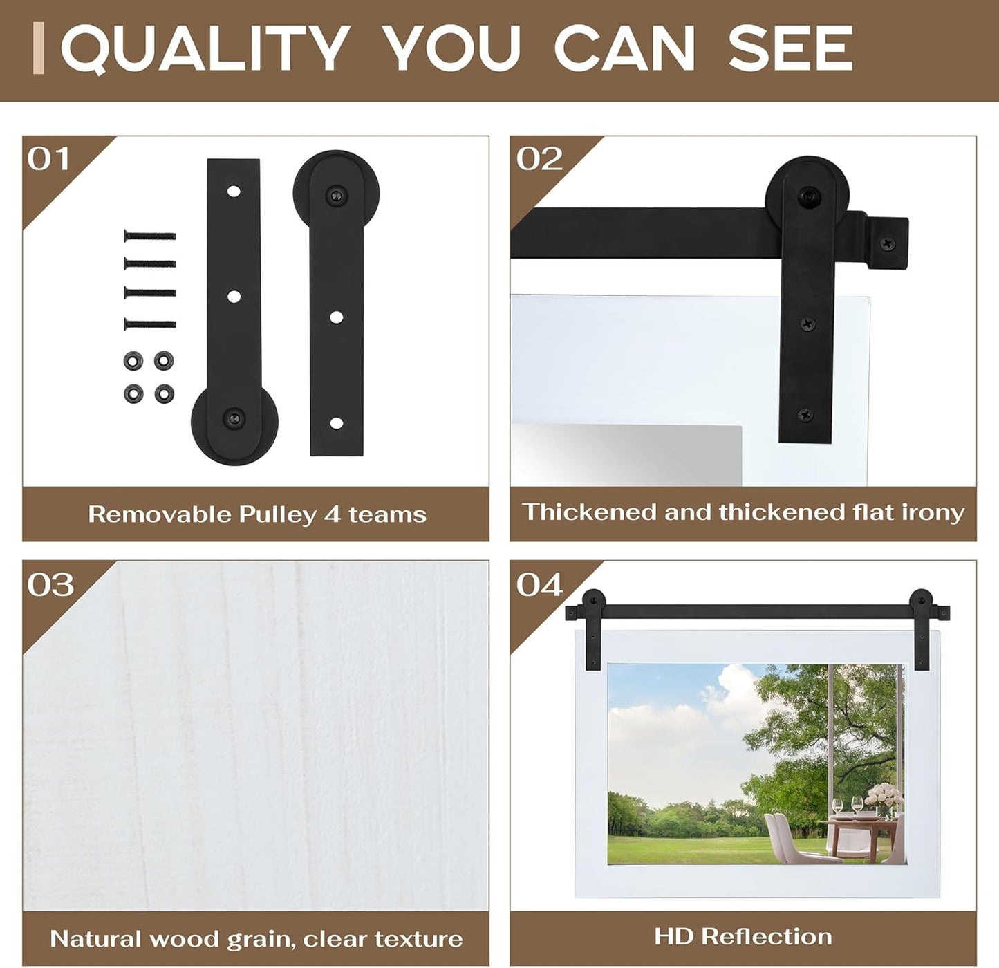 COGOOD Farmhouse Bathroom Mirror - 41" x 30" Rustic Barn Door Mirror for Living Room, Entryway, Bedroom, Vanity Wall Decor (Pure White)