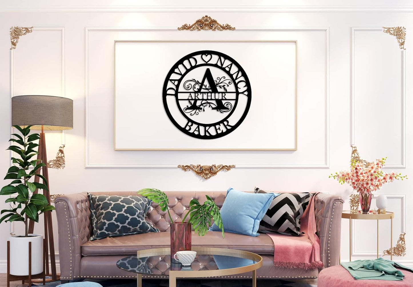 Custom Metal Last Name Sign - Split Letter Monogram Wall Art for Home Décor, Personalized Wedding Gift & Metal Wall Art with Family Name Signage