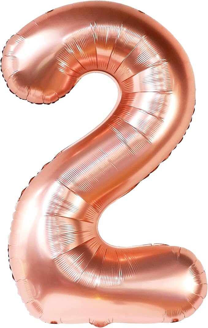 KatchOn, Rose Gold Number 2 Balloon - 40 Inch | Mylar Rose Gold 2 Balloon, 2nd Birthday Decorations for Girl | Rose Gold Number Balloon | 2 Year Old Balloon for Two Wild Birthday Decorations Girl