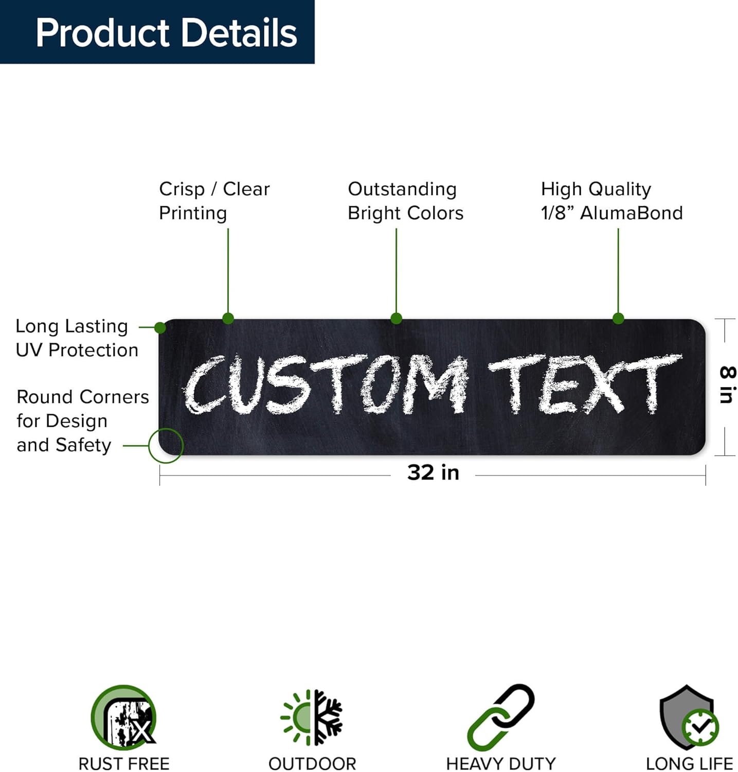 Custom Sign, Custom Street Sign, 11 Font Colors, 13 Font Styles, 4 Hole Options, 22 Sizes, 8x32 Inches, Rust Free DiBound, Fade Resistant, Made in USA by My Sign Center (Chalkboard Black)