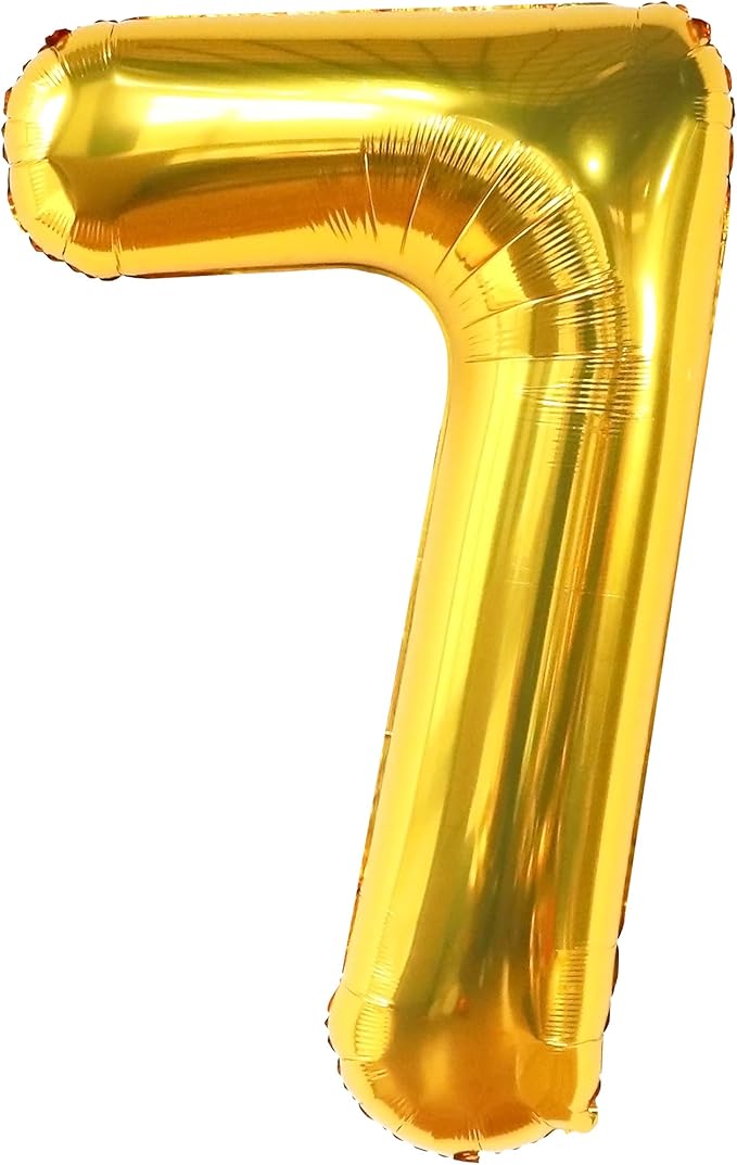 KatchOn, Giant Gold Number 7 Balloon - 40 Inch | 7th Birthday Balloon for 7th Birthday Decorations | 7 Balloons for Birthday | Seven Number | 7 Year Old Balloons for 7 Year Decorations