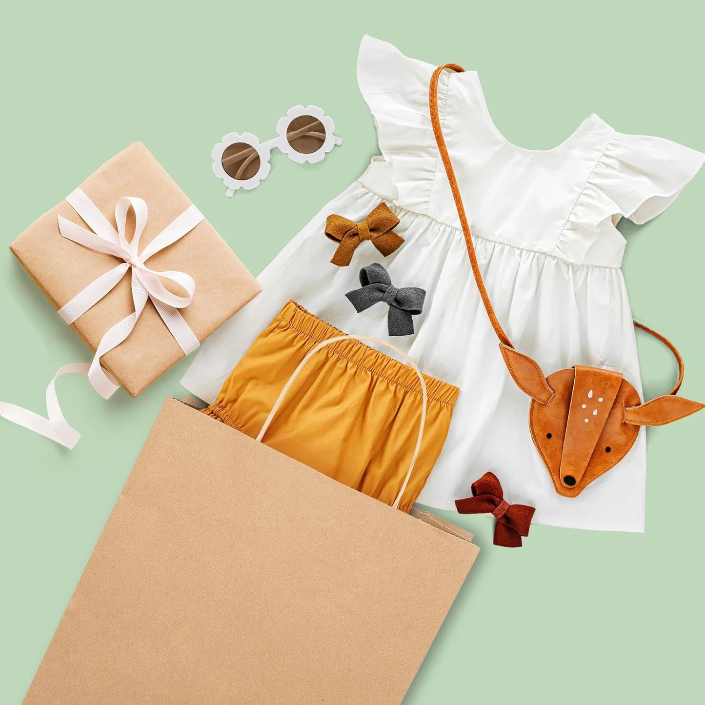 GSSUSA Brown Kraft Paper Gift Bag with Handles, 10x5x13 Bulk Shopping Grocery Paper Bags 200 Pcs, Party Favor Retail Small Business Packaging Mother's Day Merchandise Boutique Wedding Baby Shower