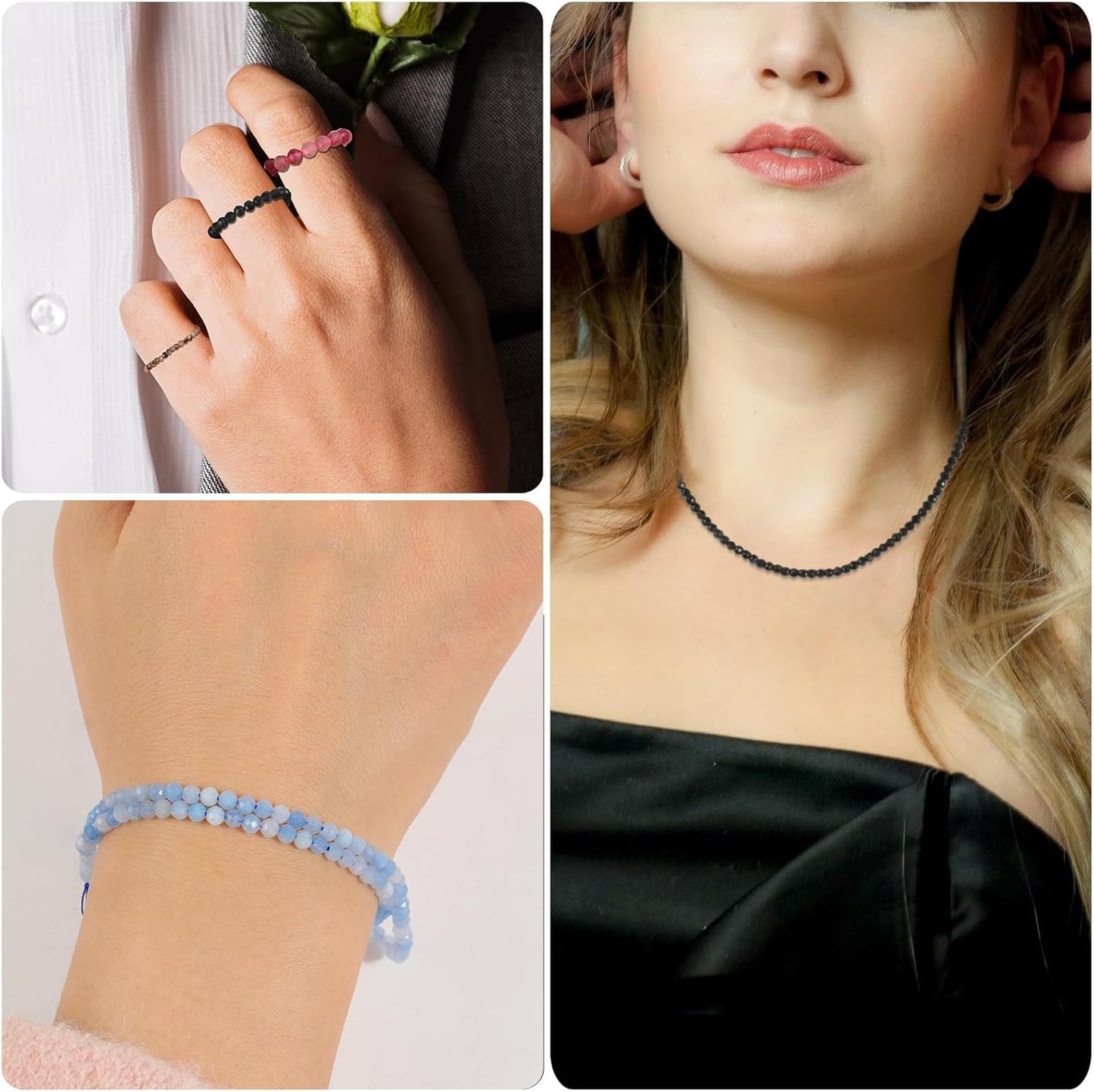 Song Xi 180pcs 2mm Natural Kyanite Gemstone Beads Faceted Round Loose Stone Beads for Jewelry Making