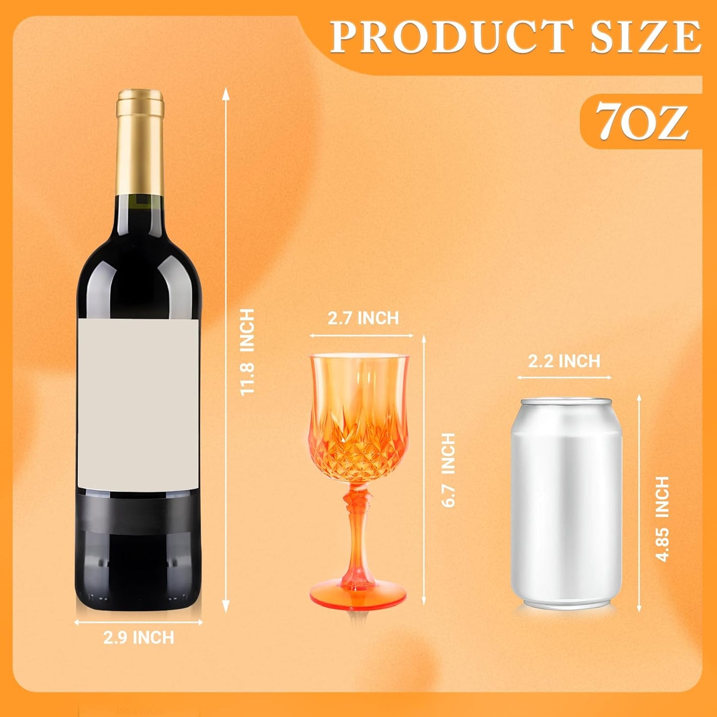 Plastic Wine Glasses,Plastic Goblets Vintage Style Cordial Drinking Glasses for Wedding Reception, Halloween Grand Event Party Supplies (12, Pumpkin orange)