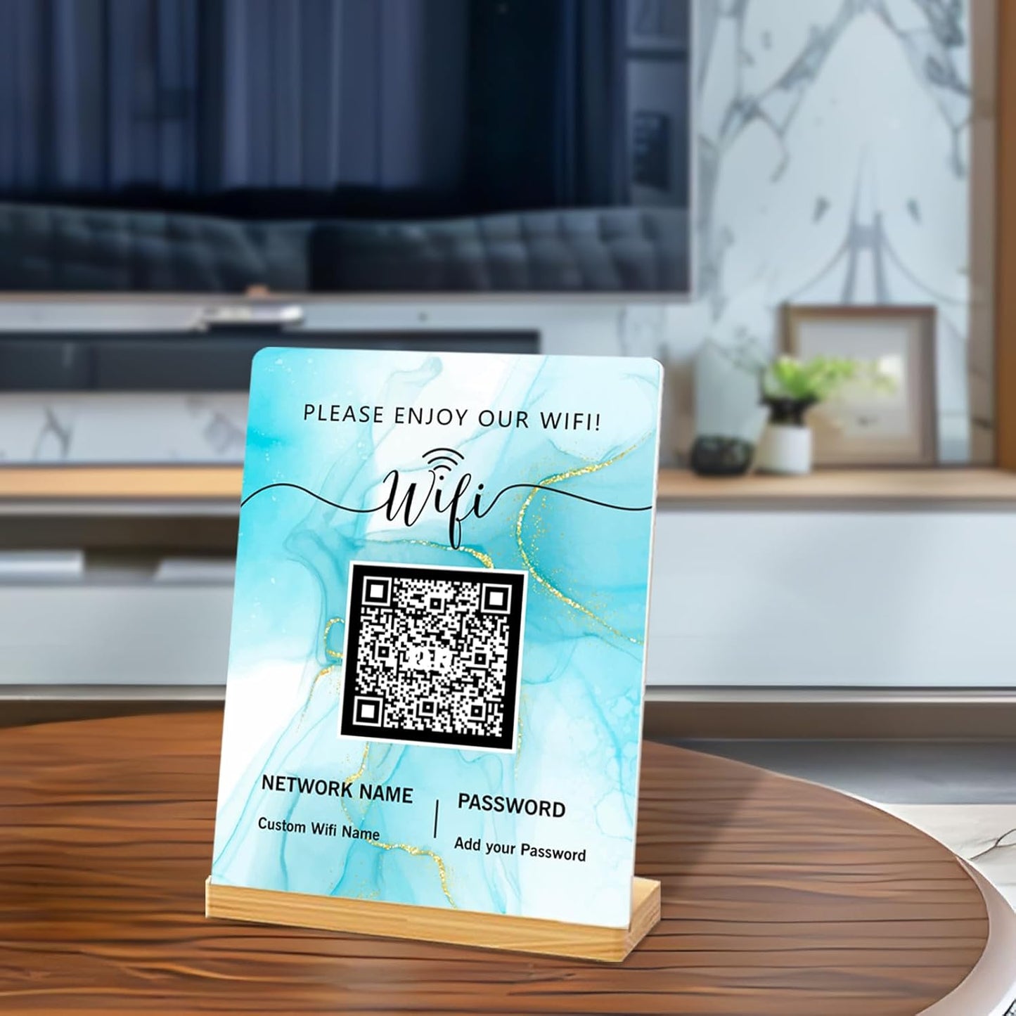 Personalized Custom Metal QR Code Sign Venmo Cashapp Scan to Pay with Stand Instagram Facebook Social Media QR Signs Bar Code QR Plaque Print for Business Salon Beauty Store Restaurant Wifi Sign (W4)