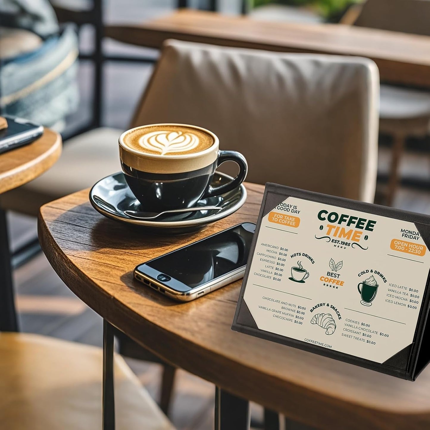 Menu Covers - Set of 10 Double-Sided Table Tent Cards for Restaurant, Dinner Party, and Bar Menus - Includes Bill Holder and Reserved Seating Signs - Easy to Clean and Foldable (20, 5"x7"Trifold)