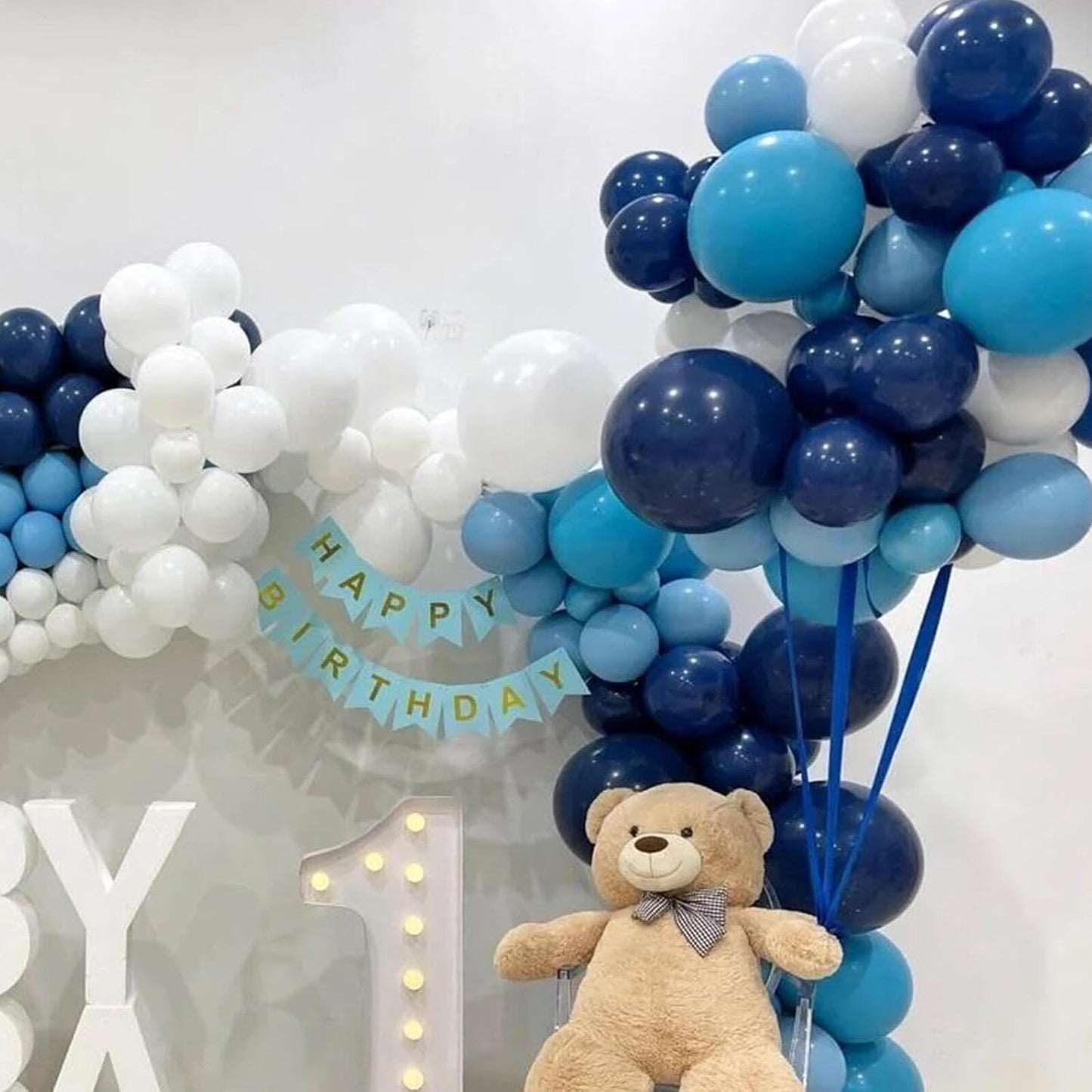 412pcs Navy Blue Balloons Garland Arch Kit 18 12 10 5 Inch Different Sizes Latex Balloons for Shower Christmas Birthday Festival Happy Blue Theme AnniversaryWedding Jungle Safari Decorations