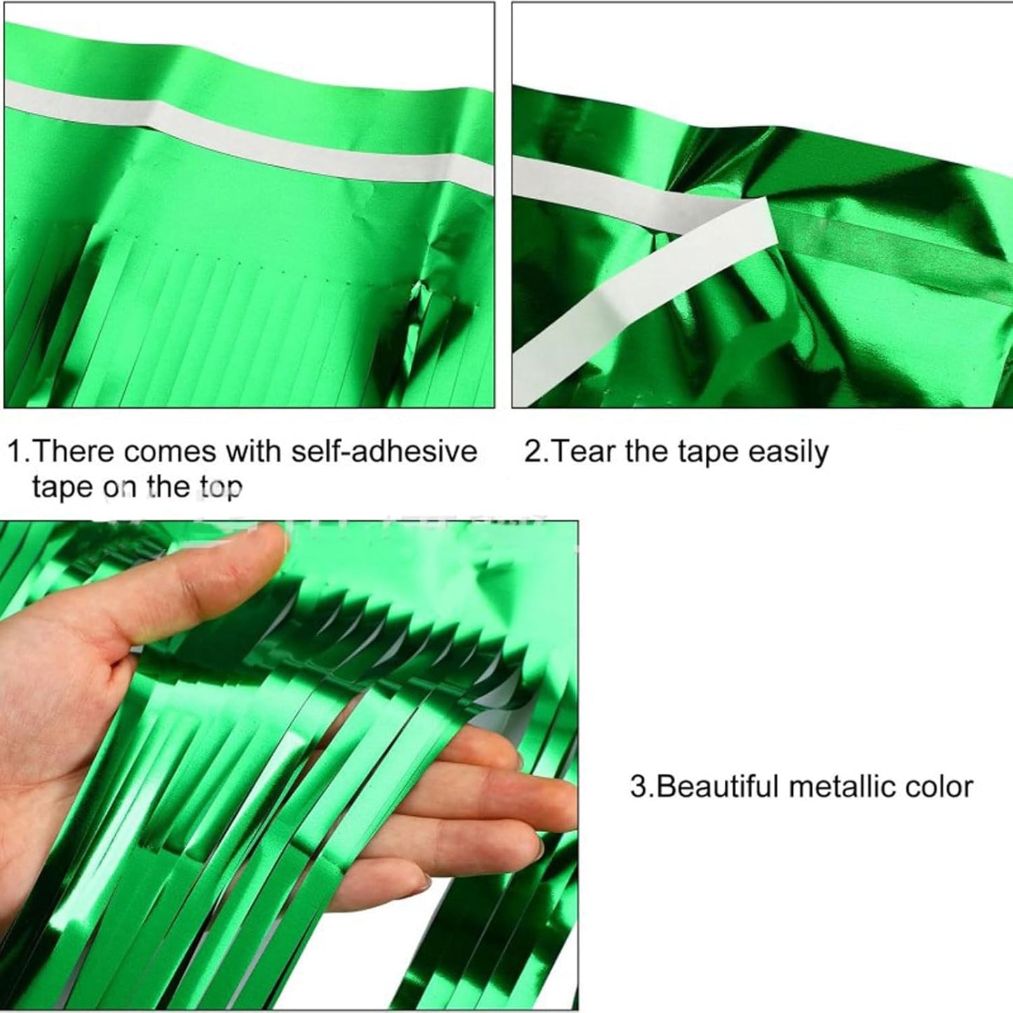 4 Pack Metallic Foil Fringe Tinsel Table Skirts,29x108 Inch Party Disposable Table Skirt Banner for Hotel Banquet Parade Floats Mardi Gras Holiday Birthday Wedding New Year Party Decoration(Blue)