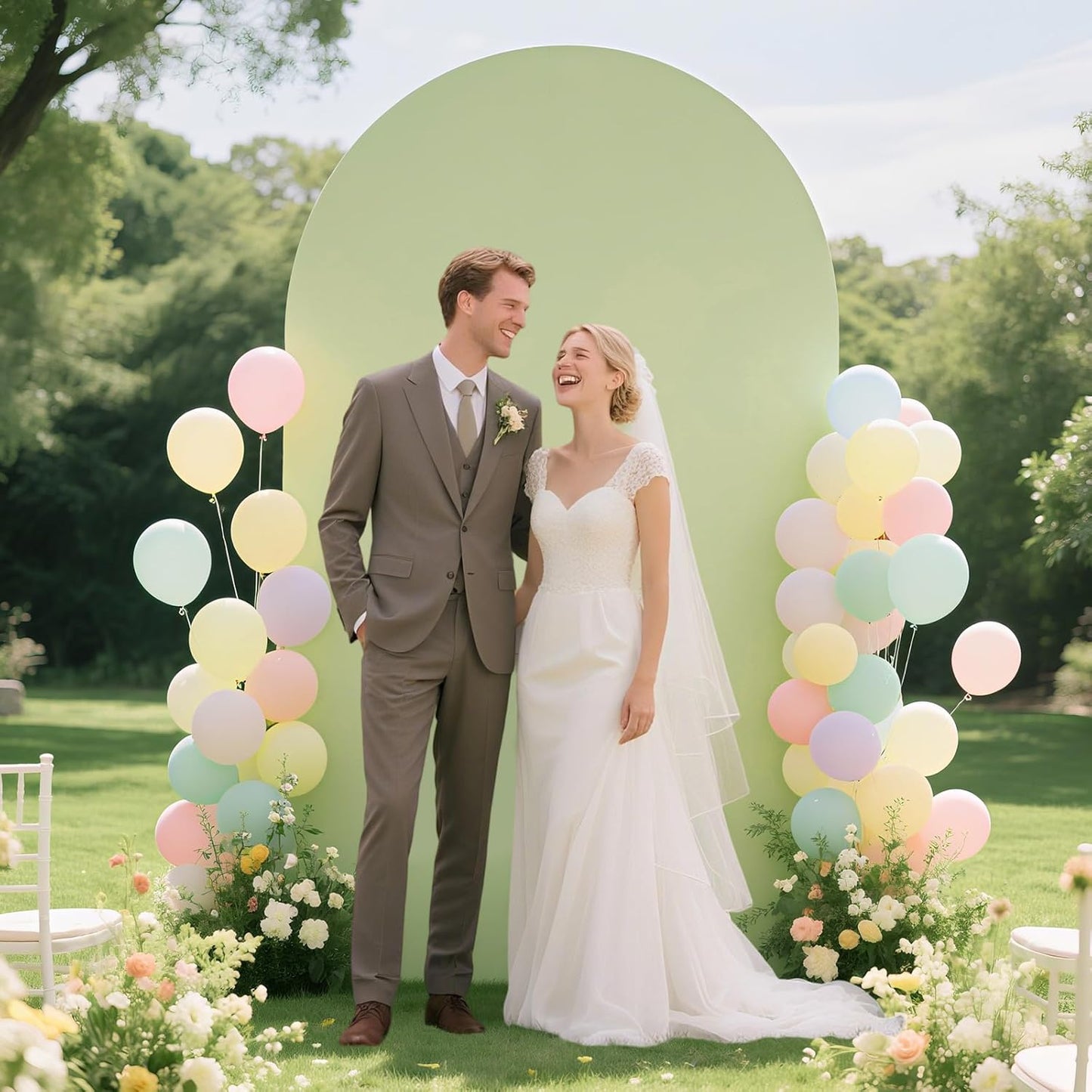 Ledido Wedding Arch Backdrop Cover 7.2FT Arch Covers Fitted Stretchy Spandex Round Top Stand Backdrop Cover for Wedding Banquet Ceremony Birthday Party Baby Shower Event Decoration,Green