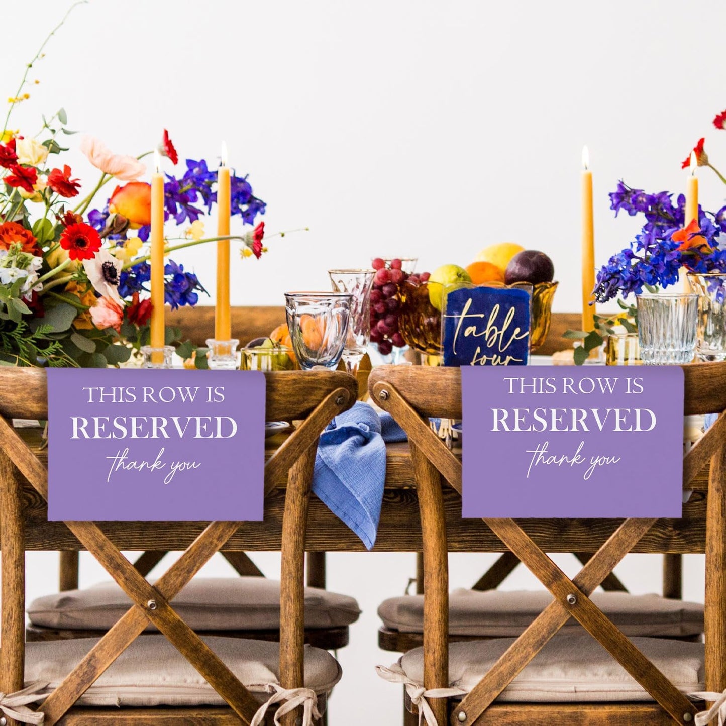 Reserved Seating Chair Signs, This Row Is Reserved Pew Cloths Seating Placeholder for Church Pews, Purple Wedding Decorations for Reception Parties Celebrations Event (Purple, 4 PCS)