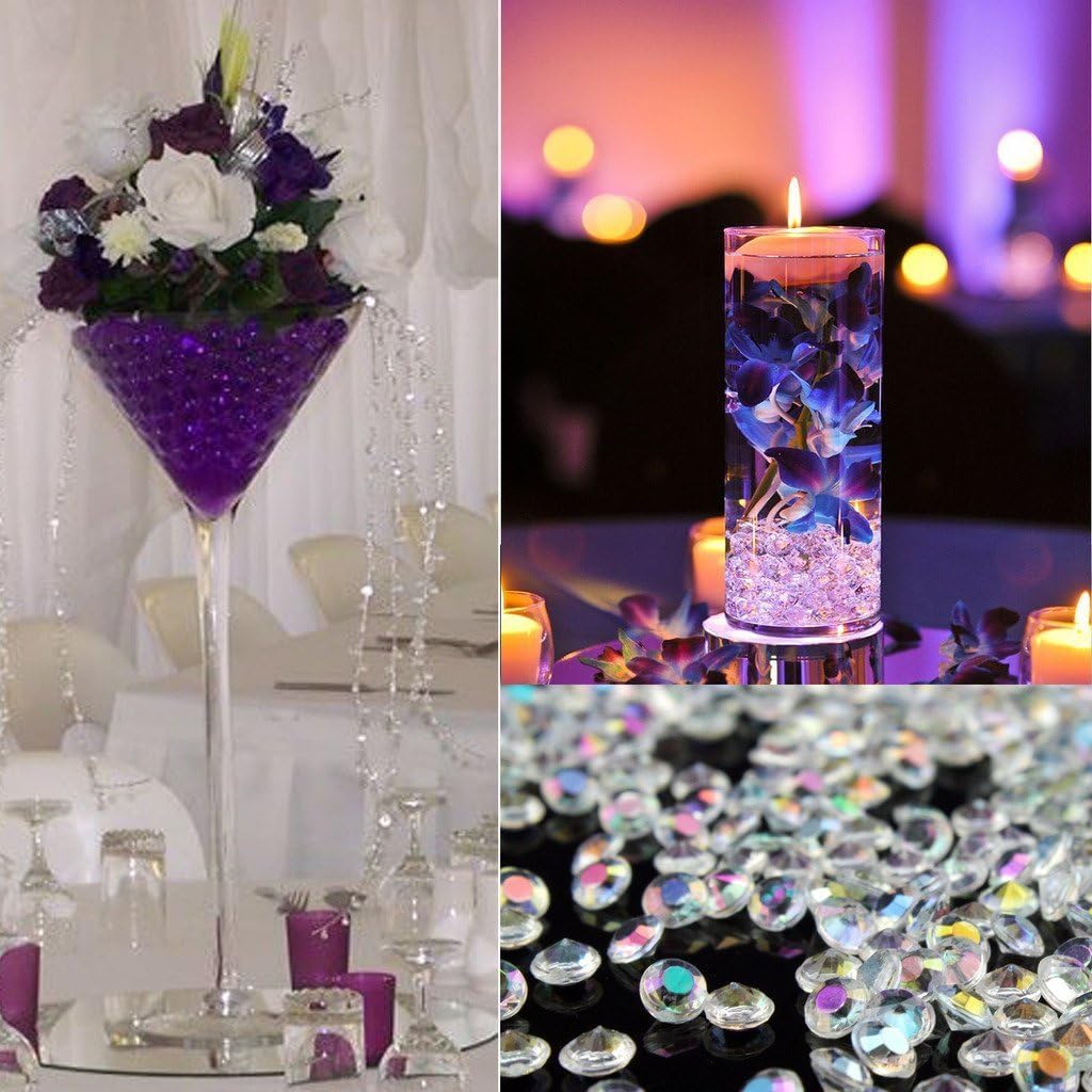 2000 pcs/Pack Wedding Table Scatter Confetti Crystals Acrylic Diamonds 8 mm Rhinestones for Wedding, Bridal Shower, Vase Beads Decorations (8mm, Light Gray)