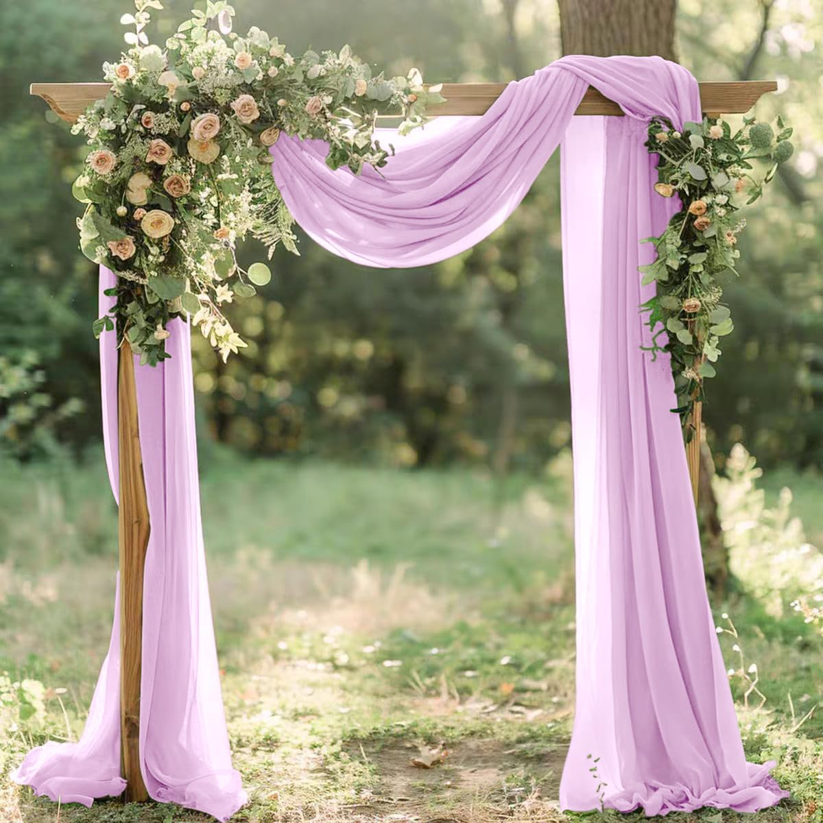 Lilac Elegant Arch Draping Fabric Outdoor 1 Panel 29" × 20Ft Sheer Chiffon Curtain Drapes for Fall Wedding Ceremony Birthday Party Garden Brunch