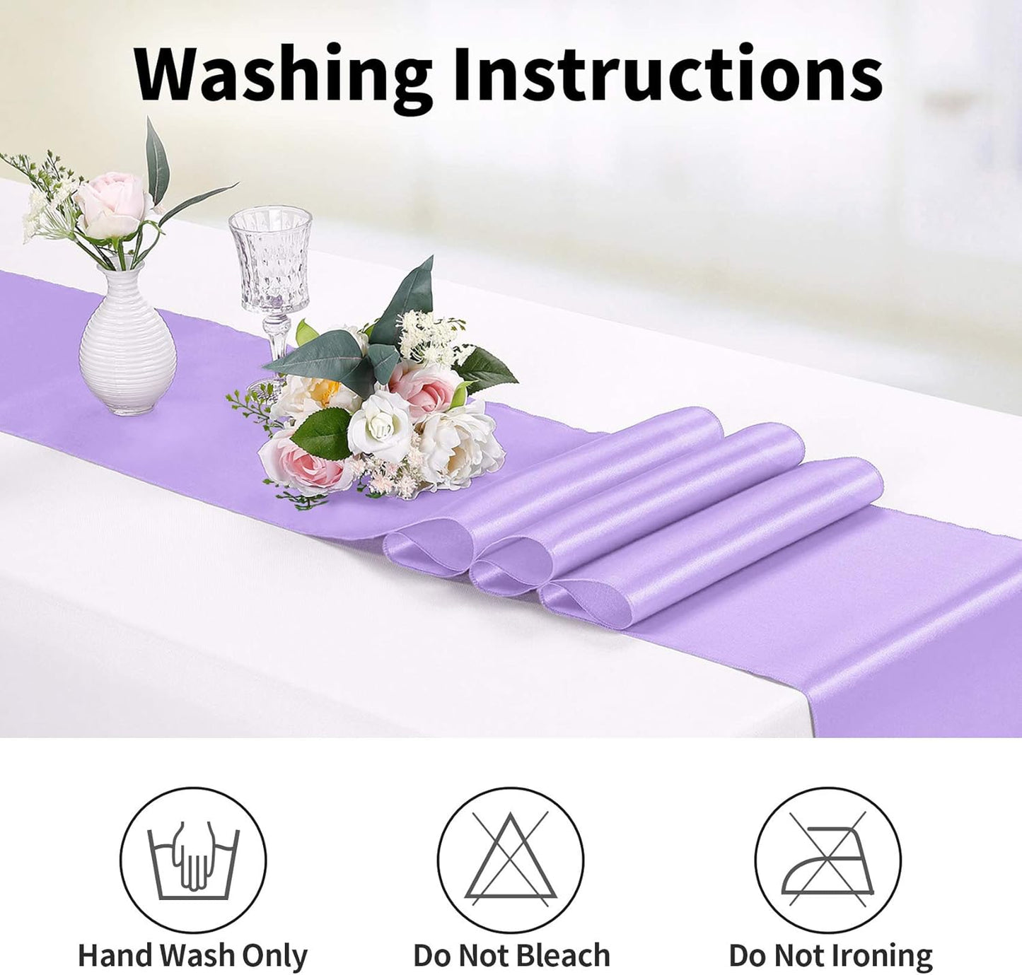 5-Pack Satin Table Runner Lavender 12 x 108 inches Long, Table Runners for Wedding, Birthday Parties, Banquets Decorations(5 Pack, 12x108 Inch, Lavender)