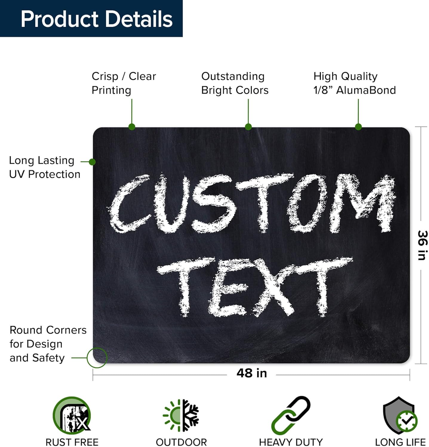 Custom Sign, Custom Street Sign, 11 Font Colors, 13 Font Styles, 4 Hole Options, 22 Sizes, 36x48 Inches, Rust Free DiBound, Fade Resistant, Made in USA by My Sign Center (Chalkboard Black)